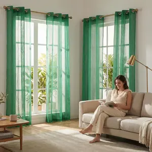 Curtain Club 4 Panels 34x95inch 540D mesh straight stripe curtains with loops at the top, soft and light-transmitting, suitable for bedrooms and living rooms, 130 GSM. FT6663