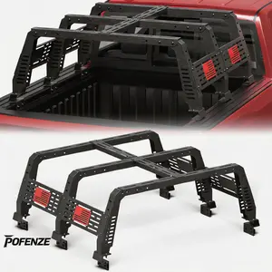 POFENZE-NADIA Truck Bed Rack for for Full-Size Trucks Overland Bed Racks Truck Cargo Carrier Compatible with 2002-2025 Dodge Ram 1500, 2014-2025 Chevy Silverado Roll 1500,  2007-2015 Toyota Tundra, Bolt-On Rack, High-Strength Steel Universal Bar frames