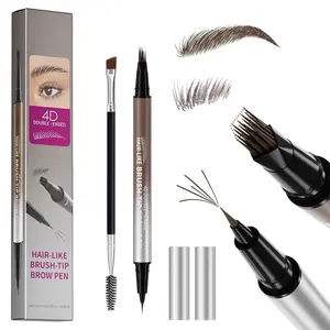 Eyebrow Pen -2-in-1 Eyeliner Dual-Ended Brush-Tip Microblading 4d Eyebrow Pencils for women,Long Lasting Waterproof Hair-Like Brow Pencil,with Eyebrow Brush,DarkBrown for Women