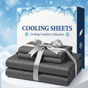 Extra Deep Pocket Bamboo Fiber Bed Sheet Set - Breathable and Cooling Bed Sheet - Luxury Hotel Bed Sheet Set - Soft, Wrinkle-Resistant, and Comfortable - Easily Fits Extra Deep Mattresses. Includes Children's Pillowcases, Flat Sheet, and Fitted Sheet