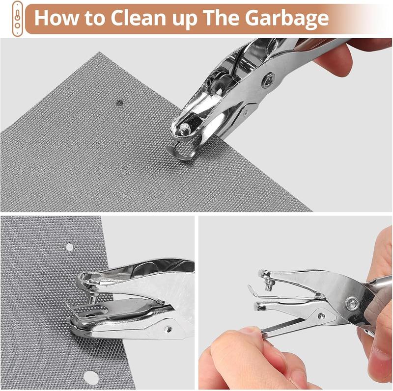 240 Pcs Leather Hole Punch Set,Including Leather Double Cap Rivets with Heavy Duty Punch Plier,Belt Hole Puncher Revolving Hole Punch Rivets Tool Kit for Belt Shoes Fabric,Hand Tools Kits