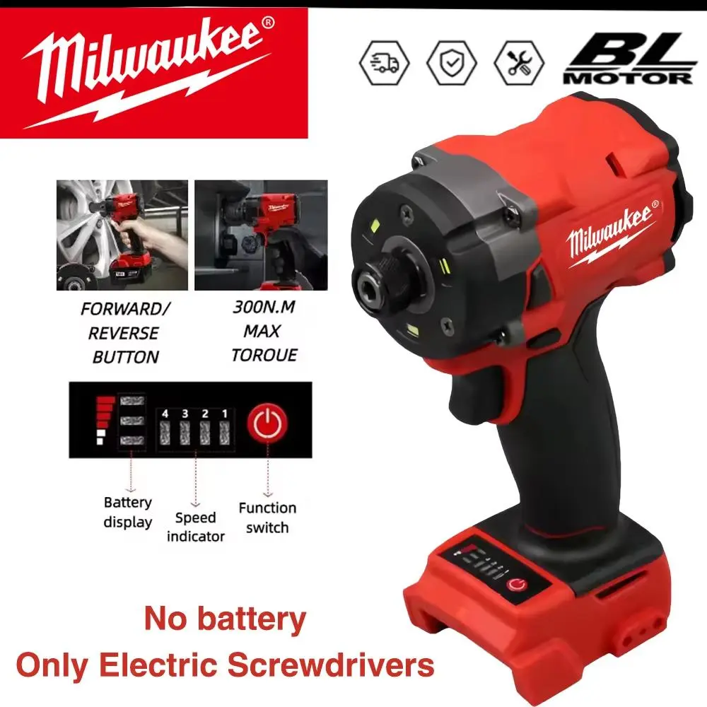 Milwaukee M18 Cordless Drill Impact Driver Kit - 300Nm, 1/4"-1/2" Anvil, 3-Mode Drive Control, 6.0Ah Lithium Ion Batteries, Standard Charger, Variable Power, Enhances Efficiency for DIY Home Repair, Heavy-Duty Lag Bolt Driving