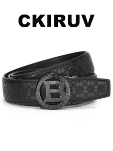 Men's Luxury B Letter Automatic Buckle Leather Belt, Business Casual PU Material, Gift Box Included, Perfect for Holidays