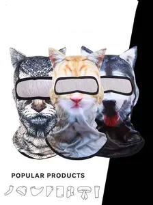 3D Cat Skiing Balaclava Mask with Ears Cute Animal Design Breathable Sun Resistant for Music Festivals Carnival Parties Outdoor Activities Face Mask