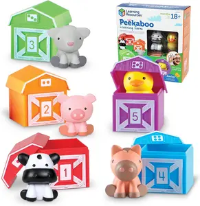 Learning Resources Peekaboo Learning Farm – Set of 5 Animal Finger Puppets for Early Imaginative Play and Language Development, Age 1+, Perfect for Toddlers and Preschoolers