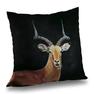 360 Stand Antelope Motif 14x14 in. Durable Black Poly Twill Pillow Insert, Polyester Fabric Cushion for Home Decoration & Room Accessories, Living Room