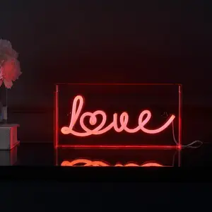 JONATHAN Y Love Contemporary Glam Acrylic Box USB Operated LED Neon Light; for dorm, living room, dining room, college