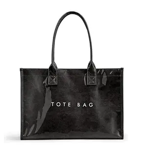 BIGWIG Women's PVC Plain Tote Bag - Waterproof High-Capacity Luggage with Top Handle & Kraft Paper Shoulder Strap for Work & Travel