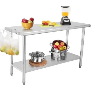 60x24x35 Inch Stainless Steel Table, NSF Heavy Duty Worktable with Adjustable Undershelf, Commercial Metal Prep Table for Kitchen, Restaurant
