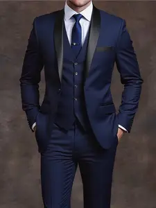 Men'S 3pcs Suit- Slim Fit Tuxedo Set for Weddings& Formal Occasions, Black Suit with White Shirt& Pants, Perfect for Office Meetings and Elegant Events, Formal Attire | Slim Fit Suit | Durable Wedding Wea