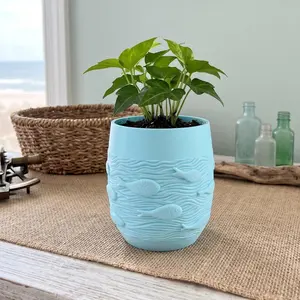 Ocean Stream Vase • 3D Printed Embossed Coastal Wave Design • Modern Ocean‑Inspired Home Accent