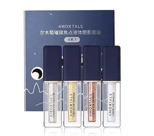 4-Piece Set of Liquid Eyeshadows - Glittery and Shimmery Makeup for Eyes