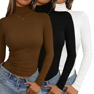 3 Pack Women’s Turtleneck Tops Long Sleeve – Faux Wool Warm Lined Stretch Slim Fit Base Layer Fall Winter