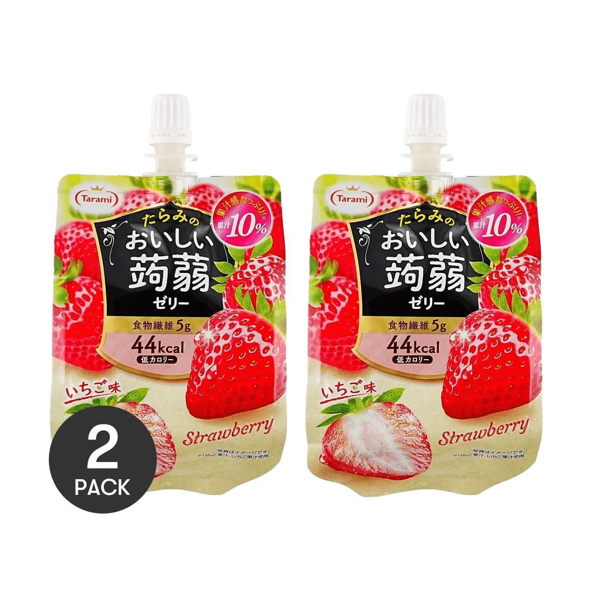 TARAMI Japanese Strawberry Konjac Jelly - 2 Packs, 150g Each | Low Calorie, Zero Fat Treat