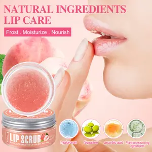 Miss FactorX Peach Flavor Lip Scrub 30g - Moisturizing Sugar Scrub with Essential Oils for Dry Lips - Non-Irritating Formula - Natural Ingredients for Lip Care