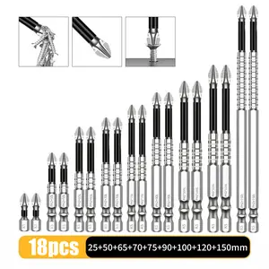 18/15pcs K5 Anti-Slip Impact-Resistant Threaded Bits Set, High-Magnetic Drill Bit Kit for Electric Screwdrivers - High Hardness, Anti-Slip, Shockproof Magnetic Bits, Compatible with Both Electric and Manual Drills,  Rust Resistant, Hexagonal Head Style