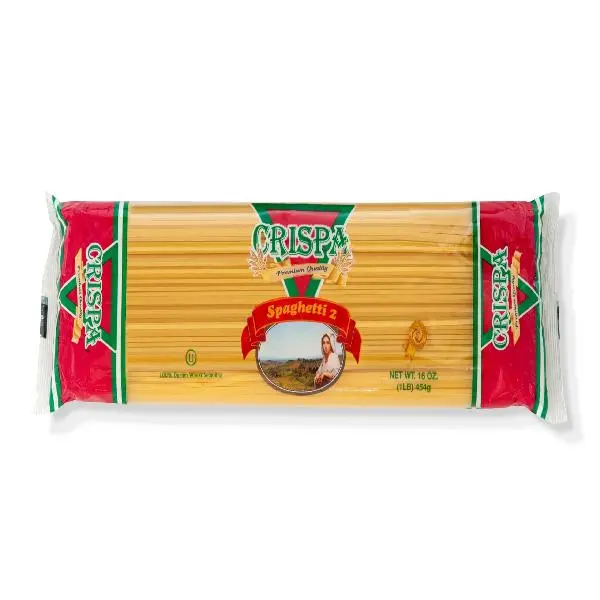 Crispa Premium Quality Spaghetti Pasta #02 1lb (16oz) | Classic Durum Wheat Spaghetti Noodles | Authentic Italian Style Dry Pasta for Cooking & Pantry Essential
