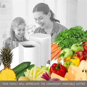 Compact French Fry Cutter Natural Cut Slicer with Stainless Steel Blades and Plastic Body - White