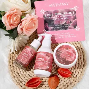 Rose Body Care 3-Piece Set, Includes Shower Gel, Body Lotion, Body Perfume, Perfect Valentine's Day Gift for Women and Girls