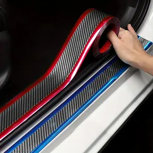 1 Meter Car Door Sill Protector Strip, Carbon Fiber Style Body, Rearview Mirror, Bumper, Scratch-Resistant Protective Sticker, Decal for Cars