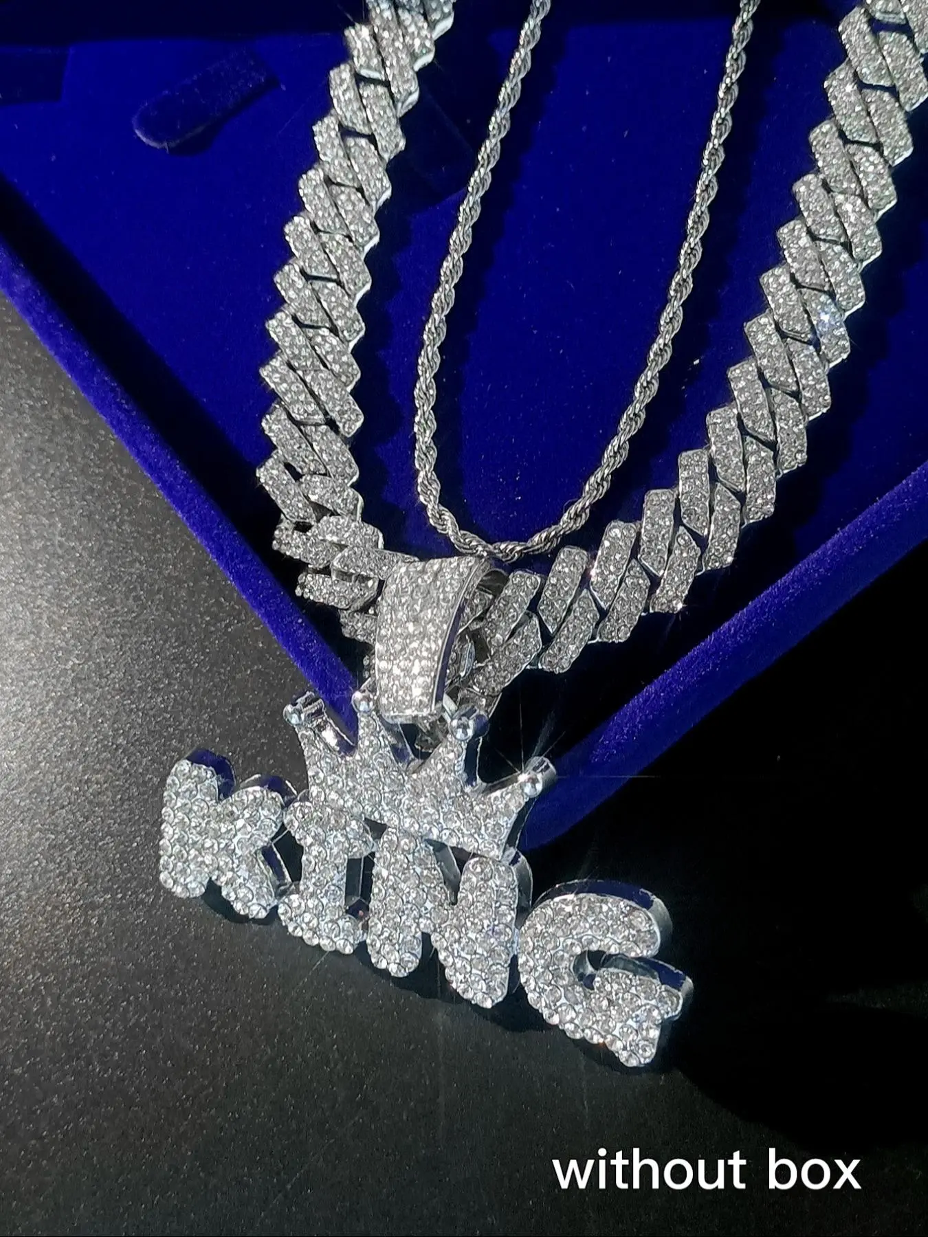 Hip Hop Crown & King Pendant Chunky Necklace & Chain Cuban Link Layered Necklace for Men, Fashion Men Accessories for Party, Daily Decor, for Birthday Gift, Men Jewelry