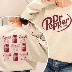 2 Sided Dr Pepper Sweatshirt, Dr Pepper Coquette Hoodie, Pink Bow Soda Lover Sweater, Cute Soda Gift