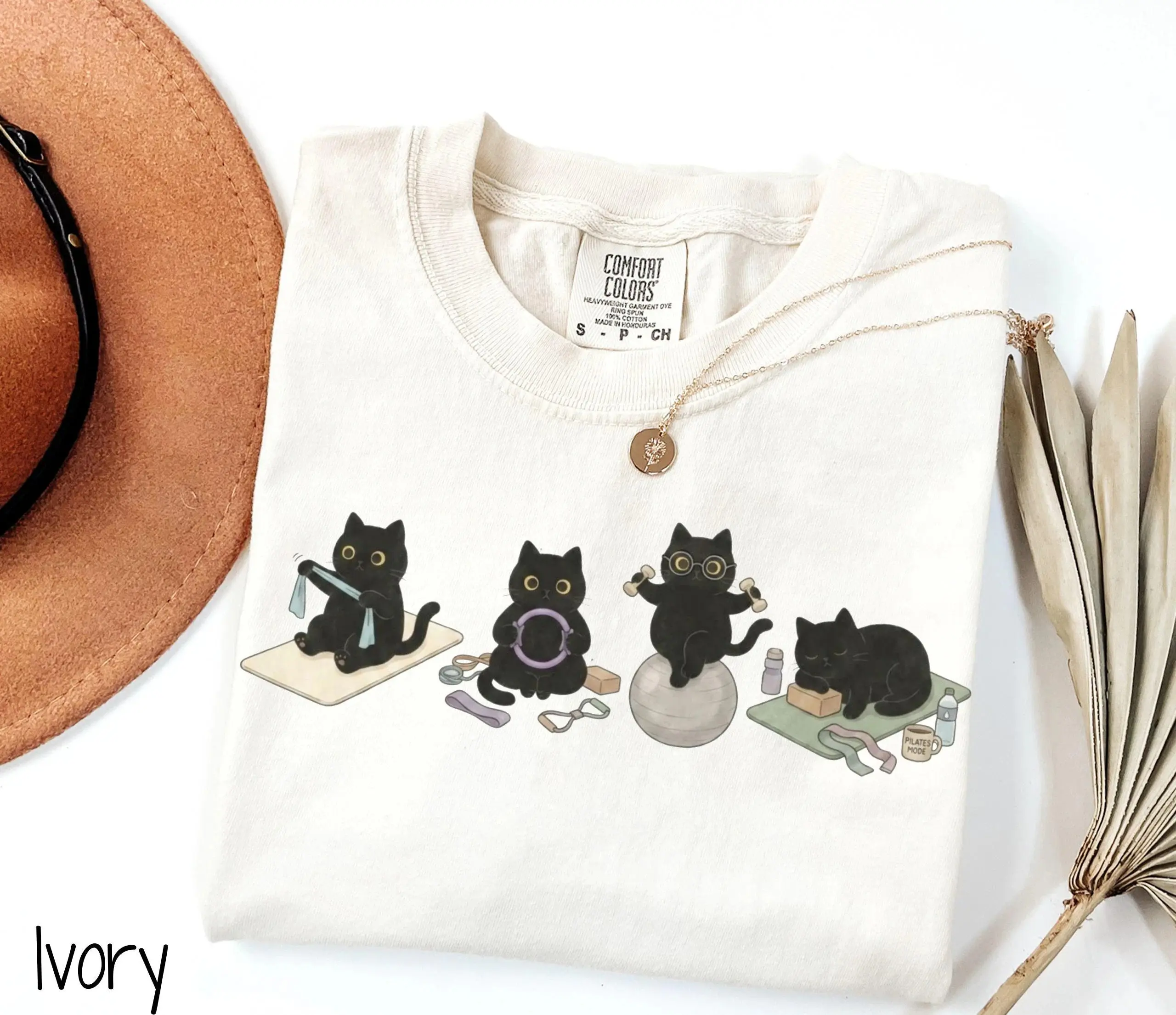 Comfort Colors Black Cat Pilates Shirt, Cute Cat Pilates Shirt, Pilates Cat Shirt, Cute Pilates Shirt, Pilates Lover Shirt, Pilates Tshirt