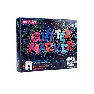 12 Colors Glitter Markers 0.7mm Extra Fine Acrylic Paint Pens for DIY Card Making Coloring Scrapbooking Glass Wood Stone Fabric Rock Sparkly Shiny