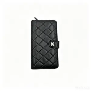 Pre-owned CHANEL H5Chanel black diamond checkered silver standard wallet H05999