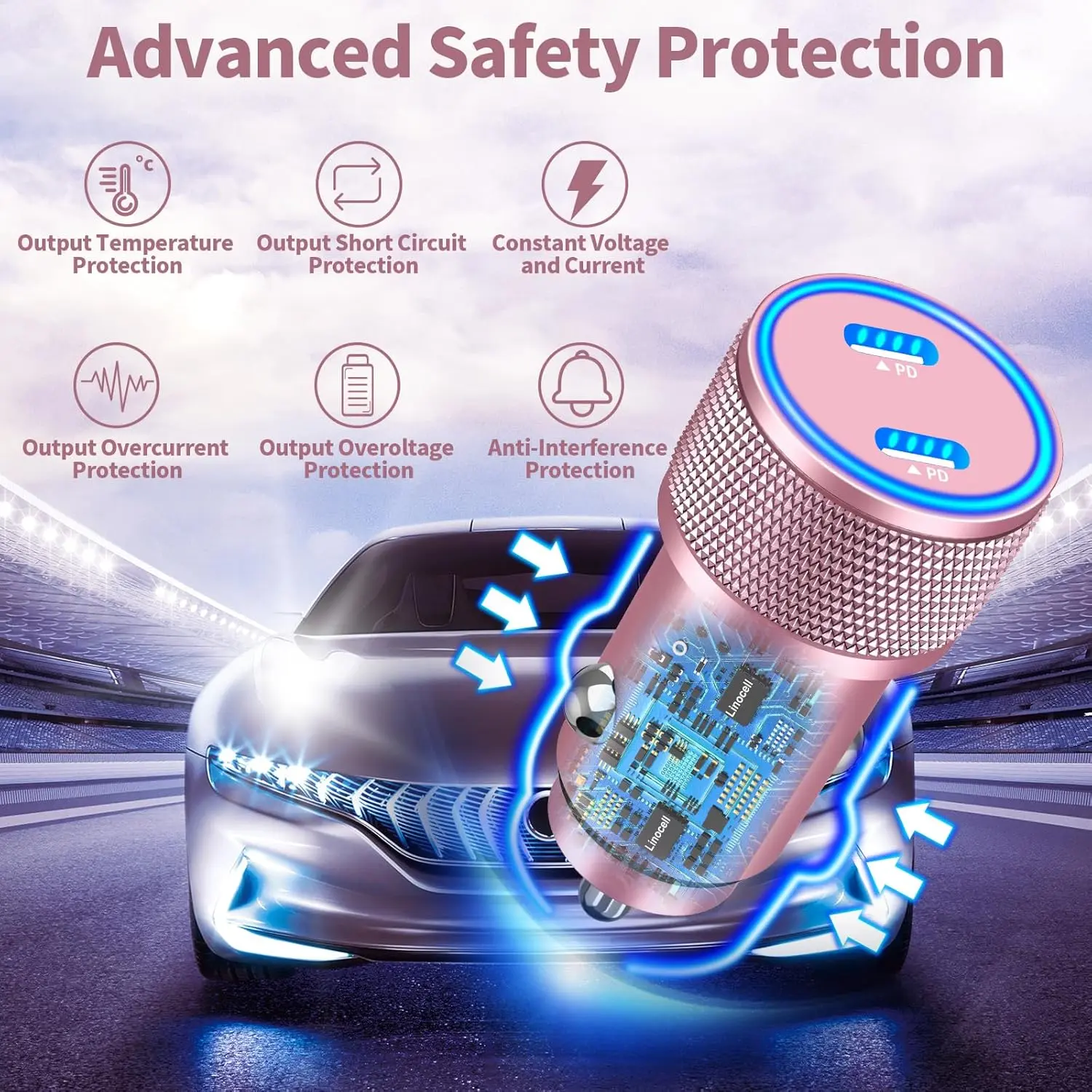 Apple MFi Certified] iPhone 17 Car Charger, 90W Dual USB C Power Cigarette  Lighter Car Carplay Charger with 2Pack Type C Braided Cable for iPhone  17/17 Pro Max/16 Pro/15/Galaxy S25/S24/Pixel