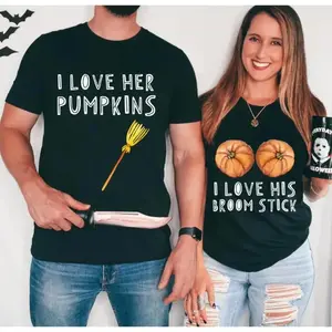 Funny Couples Pumpkins Halloween Shirts, Adult Humor Matching Shirts for Couples, Funny Halloween Tees