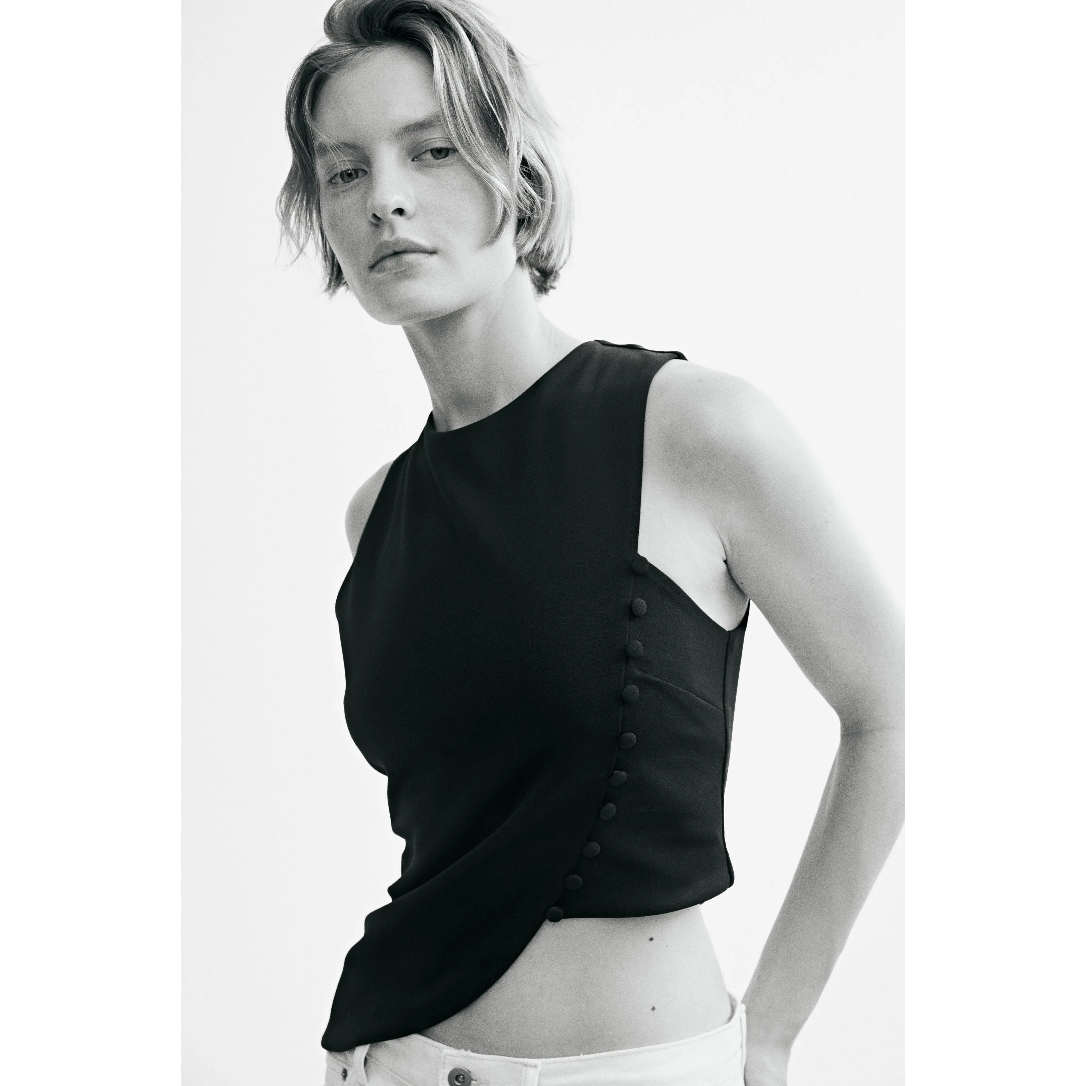 H&M Asymmetric jersey top