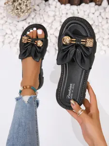 Women's Fashionable Stylish Bowknot Design Platform Sandals, Casual Comfortable Rhinestone Decorated Geometric Design Platform Sandals, All-match Flatform Sandals for Indoor & Outdoor Wear, Platform Beach Shoes, Platform Wedges Sandals
