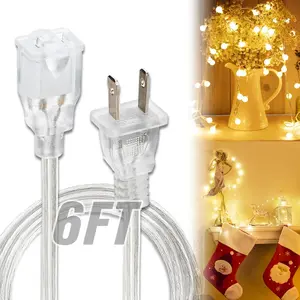 Transparent Extension Cord - 6 Feet Male to Female Invisible Indoor Two-Prong Power Cord, Slim Type Suitable for Christmas Tree Lighting, UL Certified, 2 x 18 AWG 250V 6A