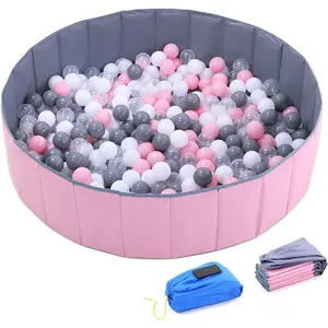 4 Feet Folding Portable Ball Pit for Kids Baby No Need to Inflate More Than 12 Sq.ft Play Space for Play Yard Playpen Fence Two Colors