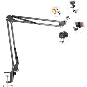 Overhead Tripod Mount for Camera Webcam Ring Light, Flexible Over  Arm for  with Phone Holder and Ball , Table Stand Accessory for Phone Video Recording Live Stream