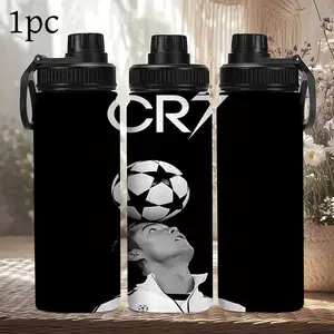 1pc 20oz CR7 Theme Stainless Steel Water Bottle, Large Capacity Outdoor Insulated Mug, Durable Leak-Proof Cold Storage, Ideal for Cycling Hiking,Mountaineering,Fitness and Hiking etc Holiday Gifts,Travel Drinkware,Cultural Travel Gear