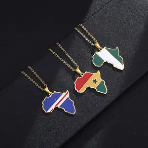 Stainless Steel Africa Map Necklace | Nigeria, Ghana, Somalia Map Pendant | Unique Personalized Jewelry | Trendy Gift for Boyfriend or Husband   SF-302