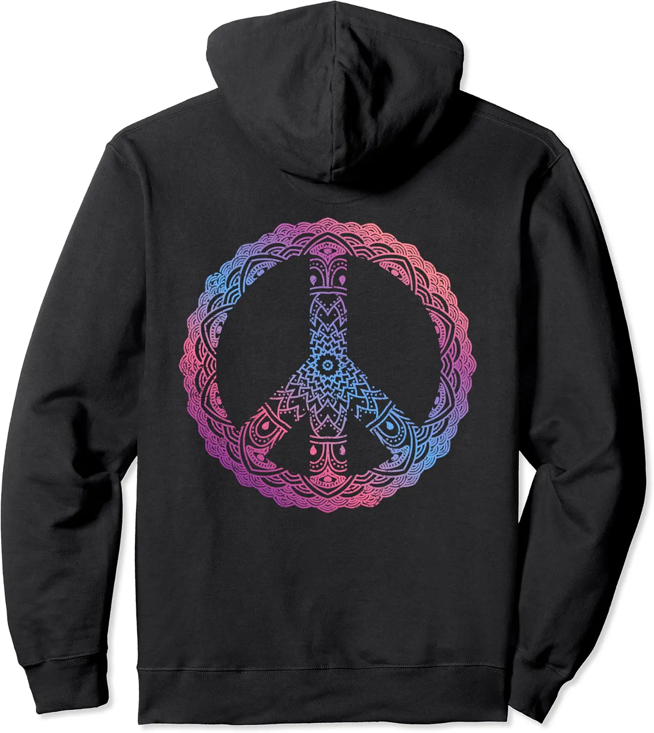 Retro Purple Boho Yoga Ornate Mandala Peace Sign Hippie Pullover Hoodie - Prudencekto Shop 68B09RSLPB4J