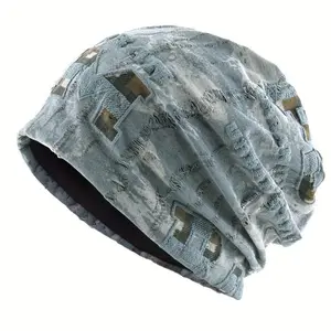 2026 New Arrival Unisex Vintage Letter Print Slouchy Beanie Hat – Lightweight No-Brim Elastic Stretch Skull Cap, Warm Comfortable for All Seasons