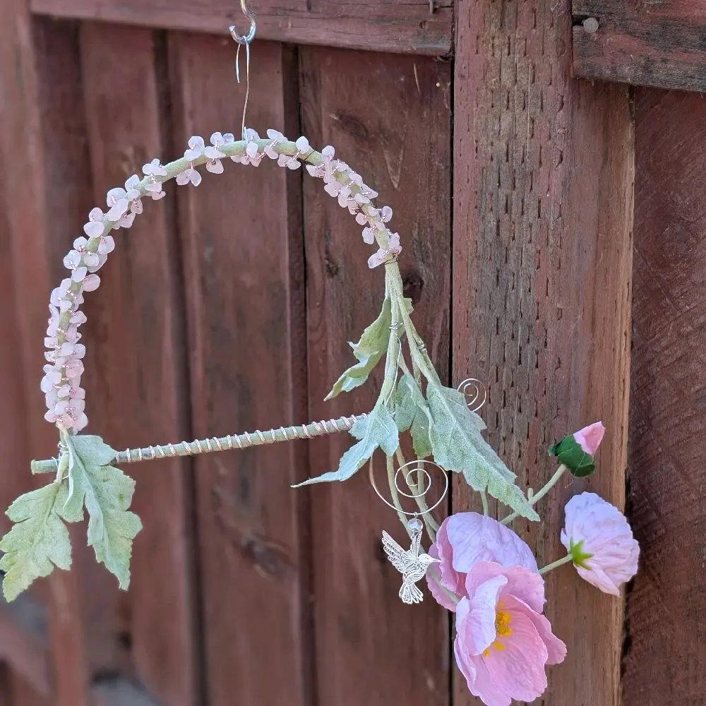 Rose Quartz Poppy Hummingbird Swing