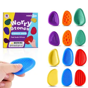 Fidget Toys Sensory Stone for Kids & Adults，Silicone Sensory Stones Textured Finger Toys for Relaxing Mood, Durable Portable Tactile Stones,  fidget toys adults，sensory toys for kids with autism anxiety relief items，sensory toys，stress relief，fidget toys