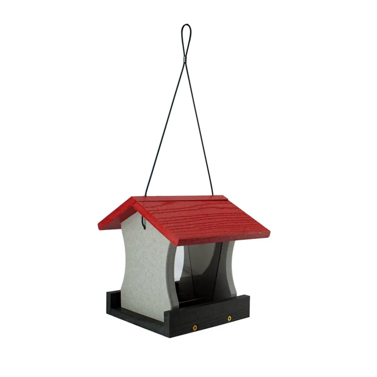 212 MAIN Recycled Plastic Ranch-Style Wild Bird Feeder for Backyard Bird Watching, 1.75 lbs Capacity, Easy-Hanging with Attached Cable, Perforated Bottom, Sturdy Construction Solid Base (Model 8041133)