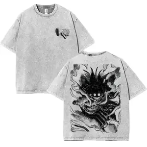 Lufi JoiBoy One Piece RetroVintage Unisex Anime Manga Acid Washed Lightweight Cotton Tshirt Gift For Anime Fan Tees Vintage Shirts T-shirt Men's Graphic Streetwear streetwear graphic tee