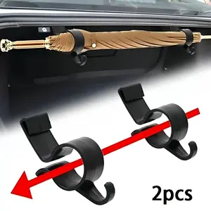 2PCS Car Umbrella Holder, Universal Trunk Organizer Hook, No-Drill Car Umbrella Hanger Clip for Trunk, Car Interior, Umbrellas, Bags & Small Items Storage – Easy to Install & Durable
