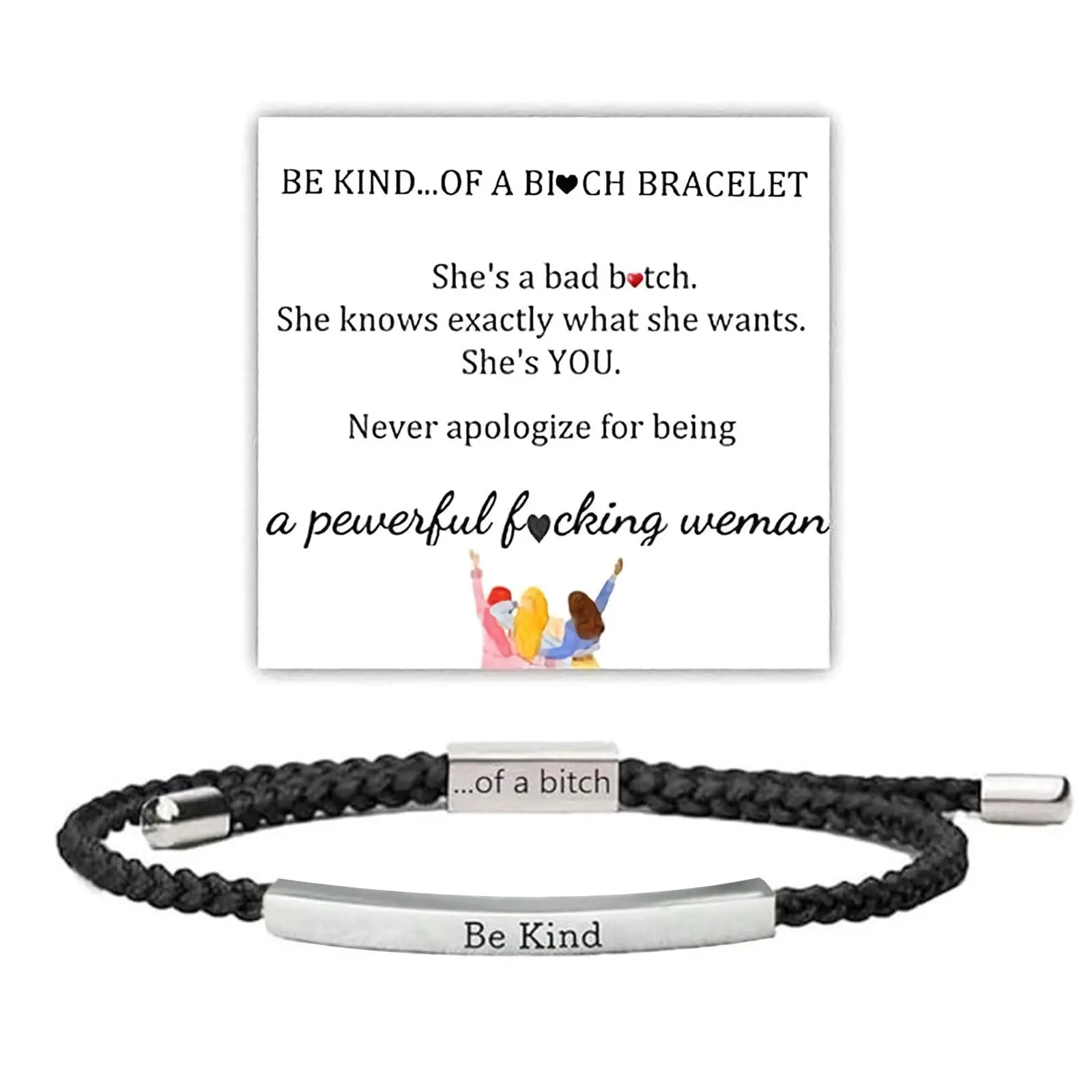 Be Kind of a Bitch Tube Bracelet Inspirational Jewelry Gifts,Stackable Adjustable Unisex Bracelet Set - Trendy Design for Trendy Girls high appearance bracelet
