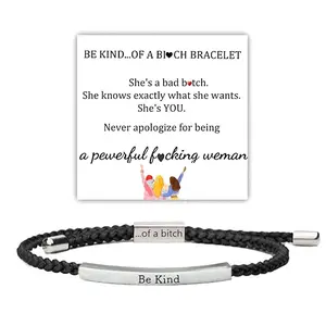 Be Kind of a Bitch Tube  Inspirational Jewelry Gifts,Stackable Adjustable Unisex  Set - Trendy Design for Trendy Girls high appearance  christmas shopping teen girl gifts DIY Charm  Set Anti-Anxiety Skull Bead Bracelet popular LED Light Up Party Rings Sno