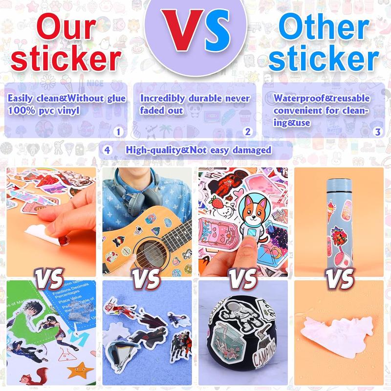 600 PCS Stickers Pack，Cute Colorful Waterproof Stickers Vinyl Art Stickers.Stickers for Water Bottles,Skateboards and Notebooks, Laptop Stickers for Teens Girls Kids Adults