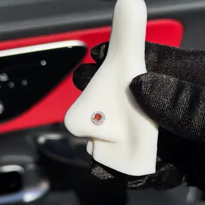 Stainless Steel 20G Nose Ring - Shaped Design 7mm Long Ideal for Daily Wear with Red Gemstone Accent