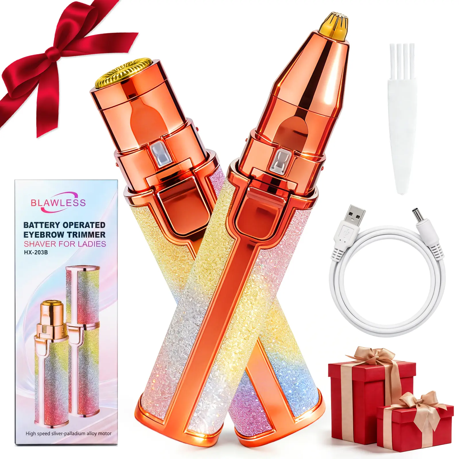 Rechargeable 2-in-1 Eyebrow Trimmer and Facial Hair Remover for Women, Dual Function Beauty Products with an On/Off Light for Precise Lip & Eye Grooming, Face, Shaver For Women, Brow Maintenance